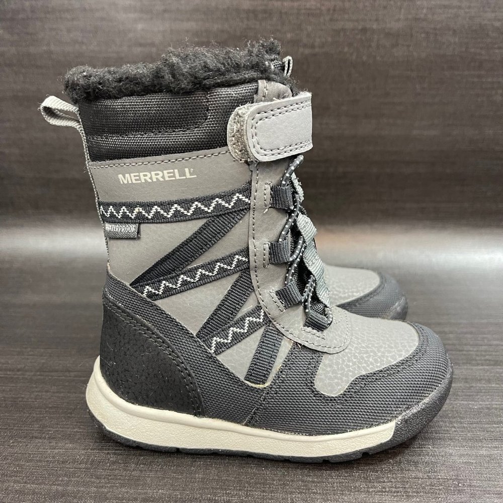 Merrell Snow Crush 2.0 Waterproof Boots Youth Toddler Kids Size 6 Black Shoes - Picture 1 of 10
